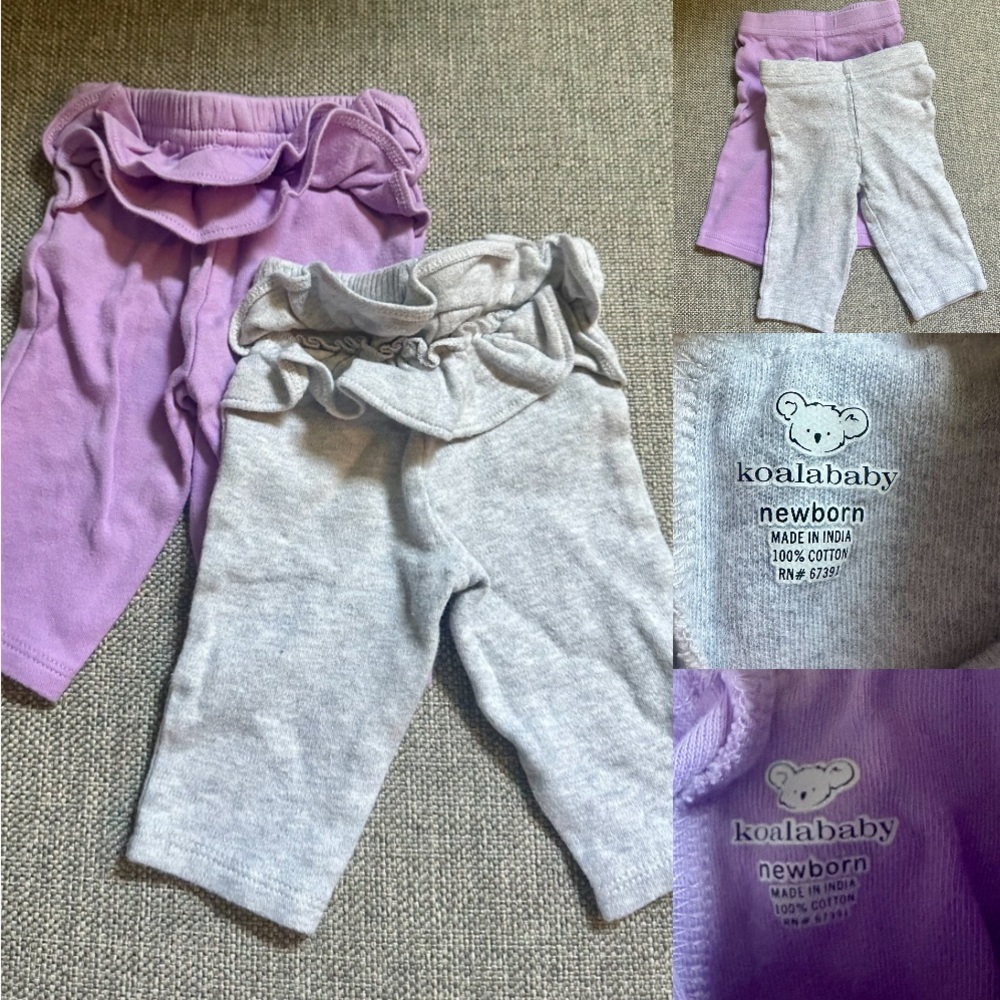 Koala Kids Purple and Gray baby Bottoms